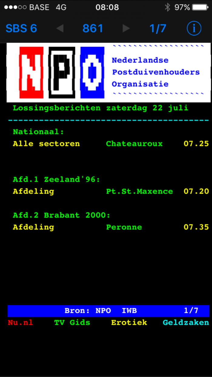 Lossing Chateauroux NL Teletekst