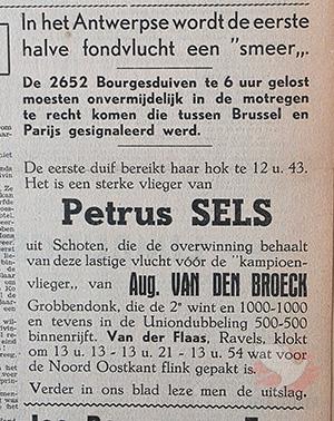 De Duif van 6 juni 1956. Bourges in Antwerpen. De Duif van 6 juni 1956. Bourges in Antwerpen.