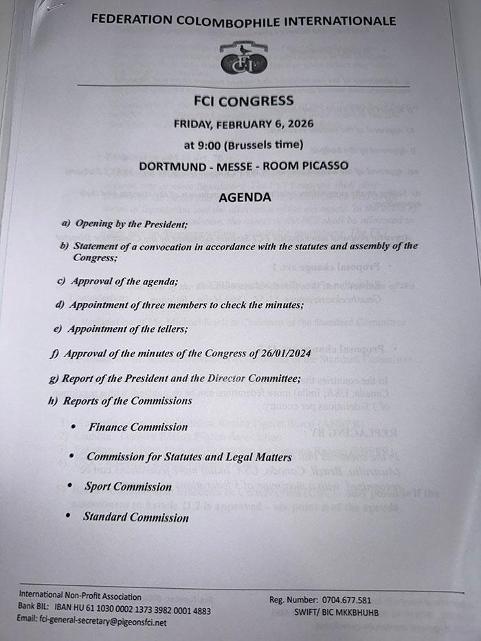 Agenda van het FCI-congres. Agenda van het FCI-congres.