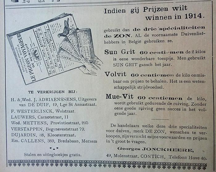 Advertentie uit De Duif van 1914