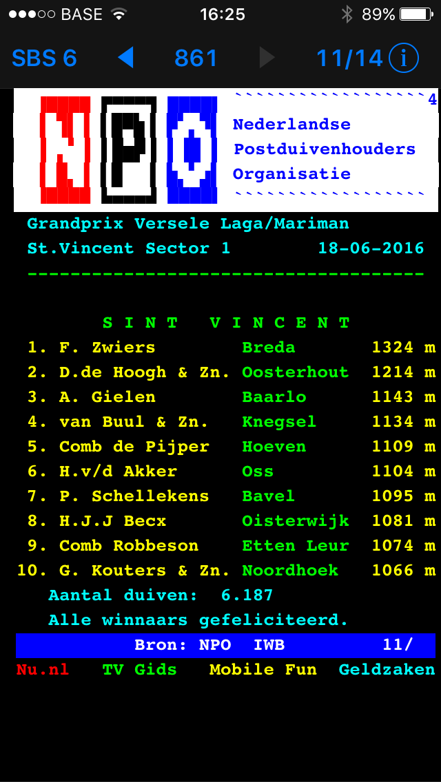 Sint Vincent uitslag Sector 1
