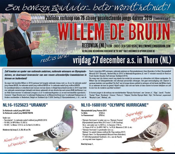 Aankondiging Willem de Bruijn 2019