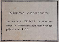 Advertentie uit De Duif van 1914