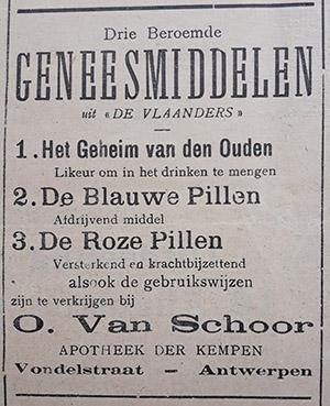 Advertentie uit De Duif na de Eerste Wereldoorlog