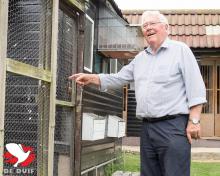 Ron Poole at his young bird loft.